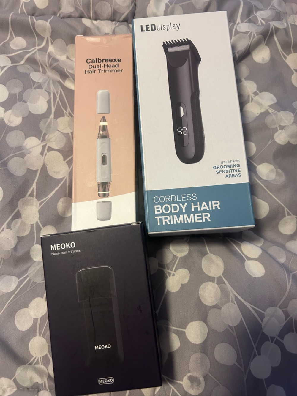 Cordless Body Hair Trimmer - Blue and Black Packaging bundle of 3